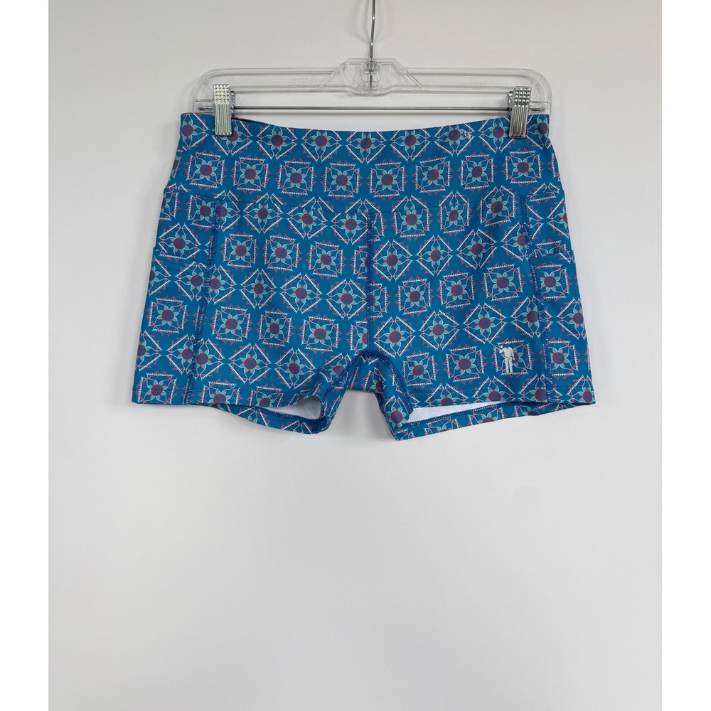 William Murray Golf Women Blue Geometric Mandala Print Athletic Shorts Medium